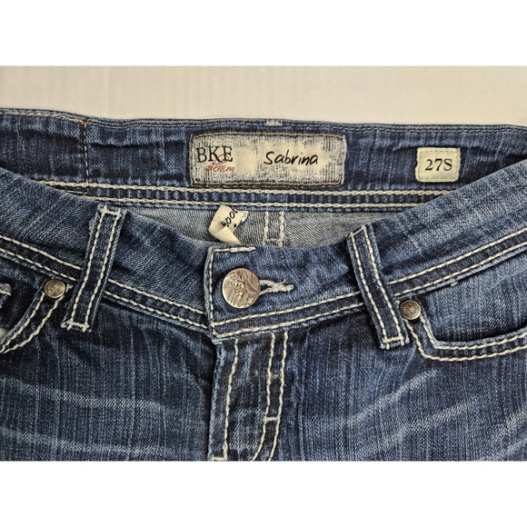 BKE Sabrina Bootcut Jeans Womens 27x29.5 Dark Wash White Stitched - Picture 9 of 9